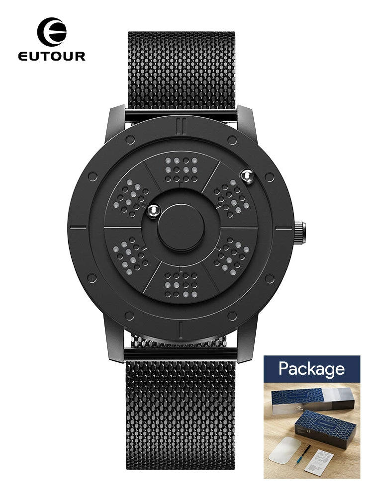 EUTOUR 2025 Новые магнитные модные кварцевые простые мужские часы с ремешком из нержавеющей стали, подходящие для мужчин и женщин