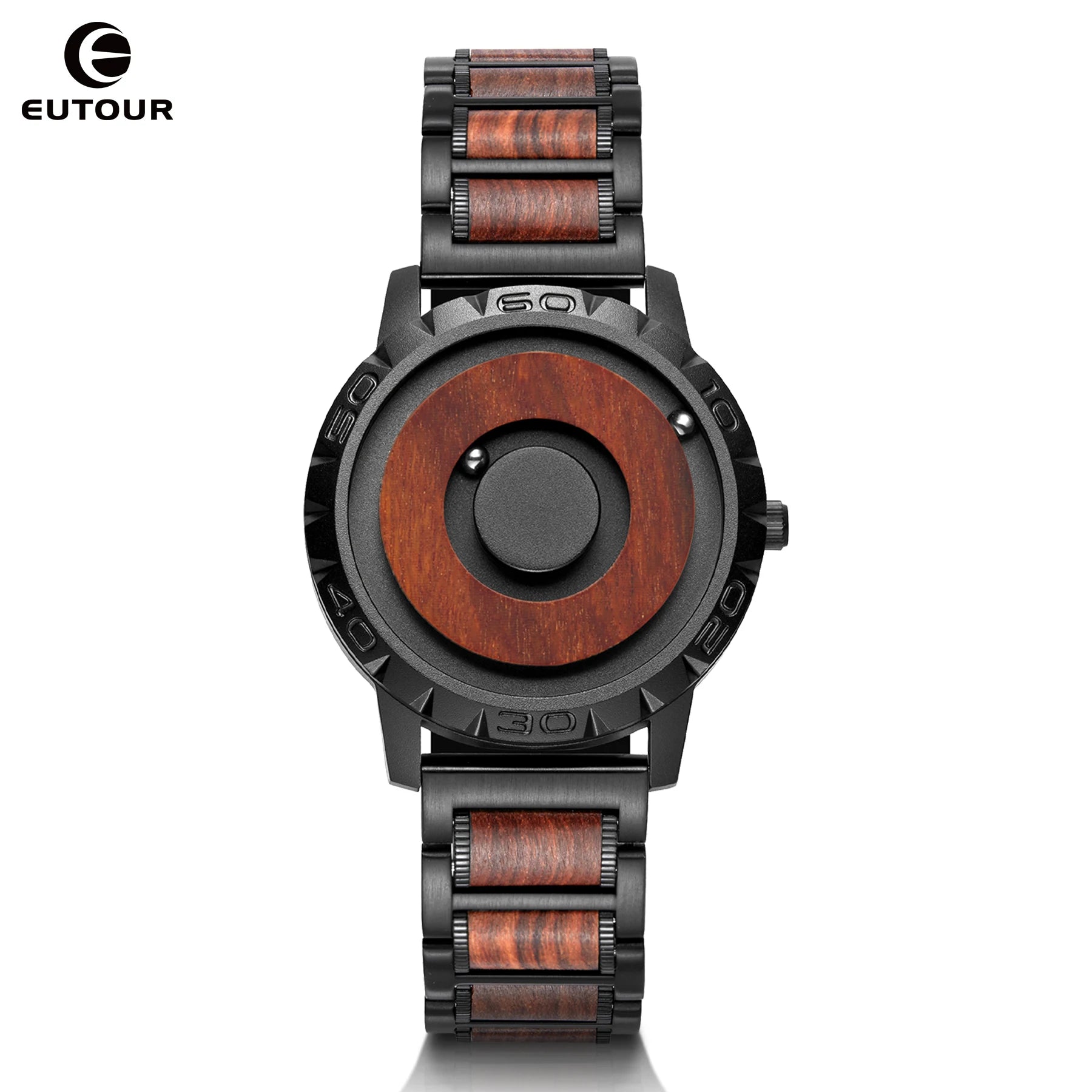 EUTOUR Men s Solid Wood Magnetic Watch Luxury Sport Quartz Waterproo Magnetic Ball Watches