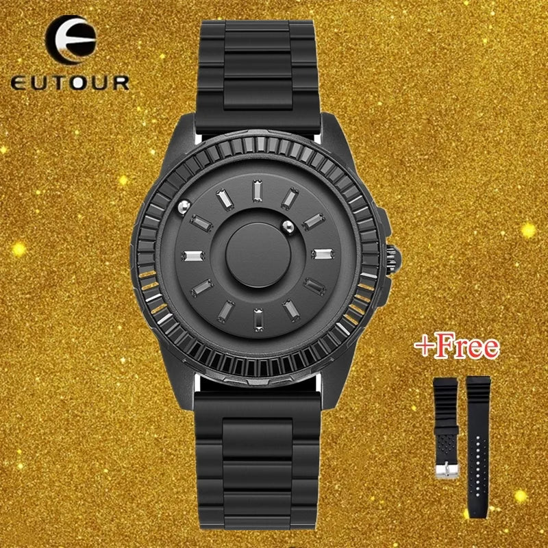 Eutour new limited edition magnetic ball watch men luxury diamond crystal man unisex designer waterproof stainless steel watches