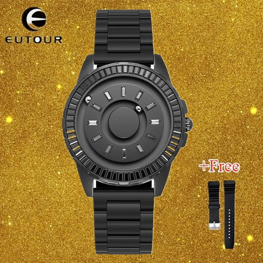 EUTOUR Nueva Edición Limitada de la Bola Magnética Reloj Los Hombres Lujo Del Diamante Cristal Hombre Unisex Diseñador Relojes Acero Inoxidable A Prueba agua