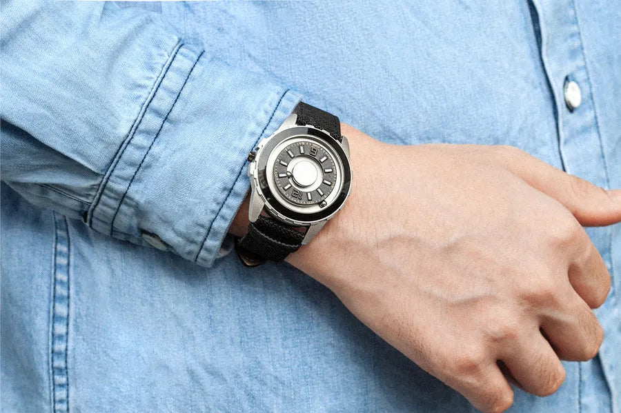 EUTOUR Noir Horloge Magnétique Boule Pointeur Quartz Montre Hommes résistant à l'eau Montre-Bracelet En Nylon Bracelet Hommes Montres Top Marque De Luxe 2019