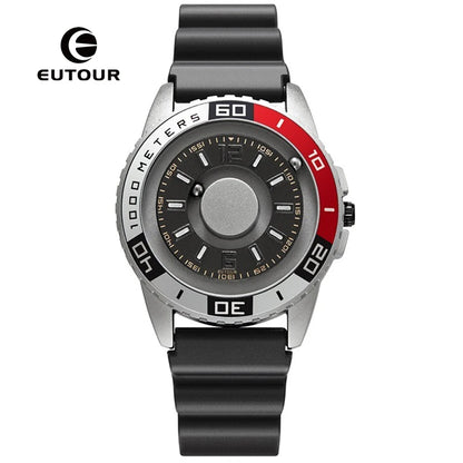 EUTOUR Magnetic Ball Watch – Black & Brown Multifunction – detail view