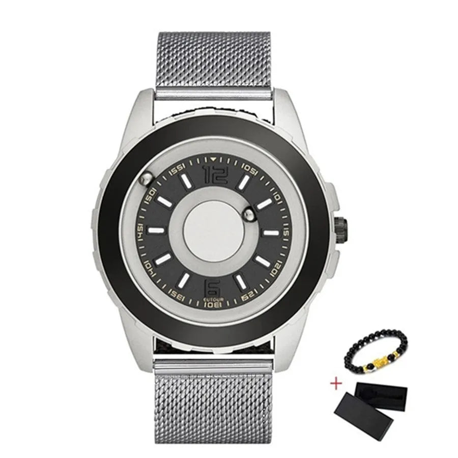 EUTOUR Black Clock Magnetic Ball Pointer Quartz Watch Men Water resistant Wrist Watch Nylon Strap Mens Watches Top Brand Luxury 2019