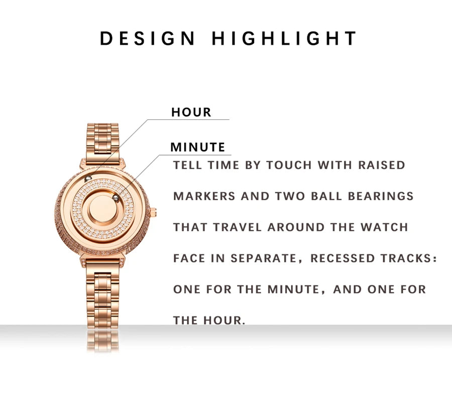 Eutour diamond magnetic ball women ladies watches luxury fashion rose gold watch for woman casual waterproof quartz watch 2021