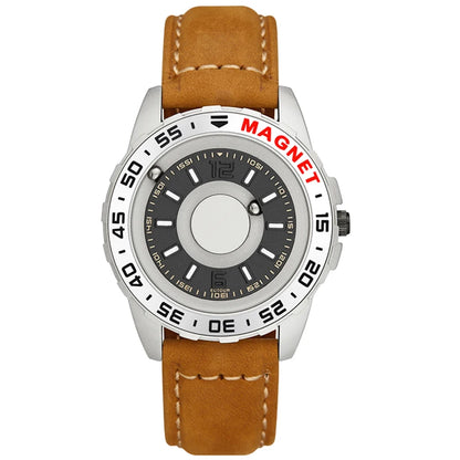 EUTOUR Magnetic Ball Watch – Black & Brown Multifunction – detail view