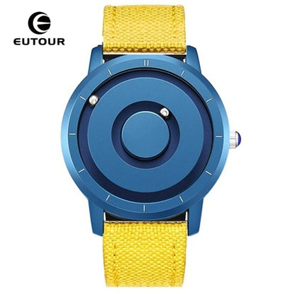 EUTOUR Magnetic Ball Watch – Black & Brown Multifunction – detail view