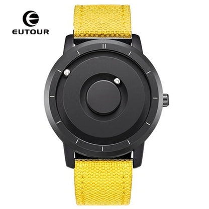 EUTOUR Magnetic Ball Watch – Black & Brown Multifunction – detail view