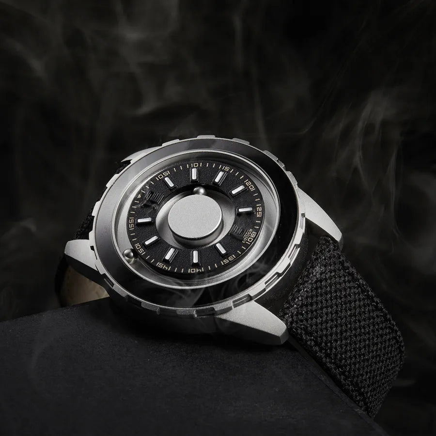 EUTOUR orologio nero puntatore a sfera magnetica orologio al quarzo da uomo resistente all'acqua orologio da polso in nylon cinturino orologi da uomo top brand di lusso 2019