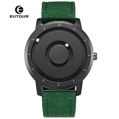 EUTOUR Magnetic Ball Watch – Black & Brown Multifunction – detail view
