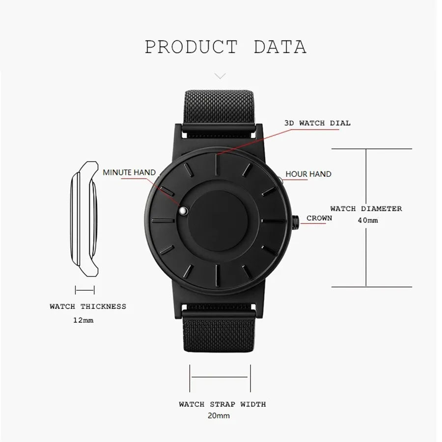 EUTOUR merk magnetisch balhorloge voor mannen