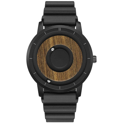 EUTOUR Wooden Magnetic Ball Watch – Natural Wood Face & Steel Beads – detail view