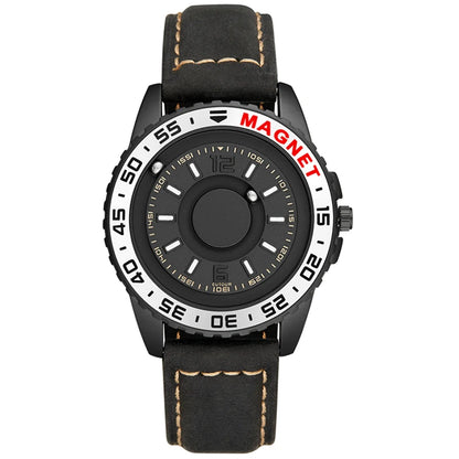 EUTOUR Magnetic Ball Watch – Black & Brown Multifunction – detail view