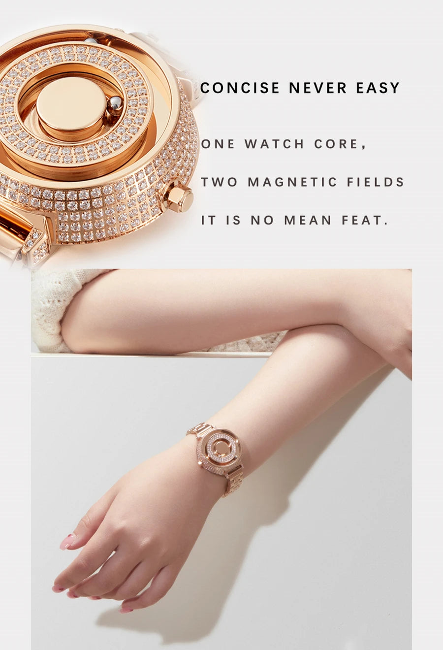 EUTOUR diamante bola magnética mujeres señoras relojes moda de lujo reloj de oro rosa para mujer Casual reloj de cuarzo impermeable 2021