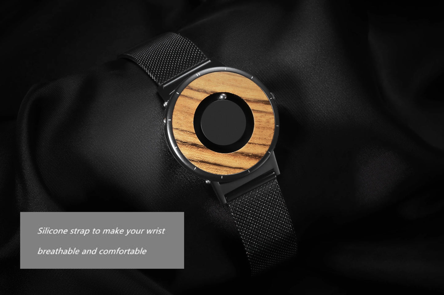 EUTOUR Wood Watch Men Quartz Watches Magnetic Magnet Ball Drive Mens Wooden Dial Mesh Stainless Steel Leather Male Wristwatches