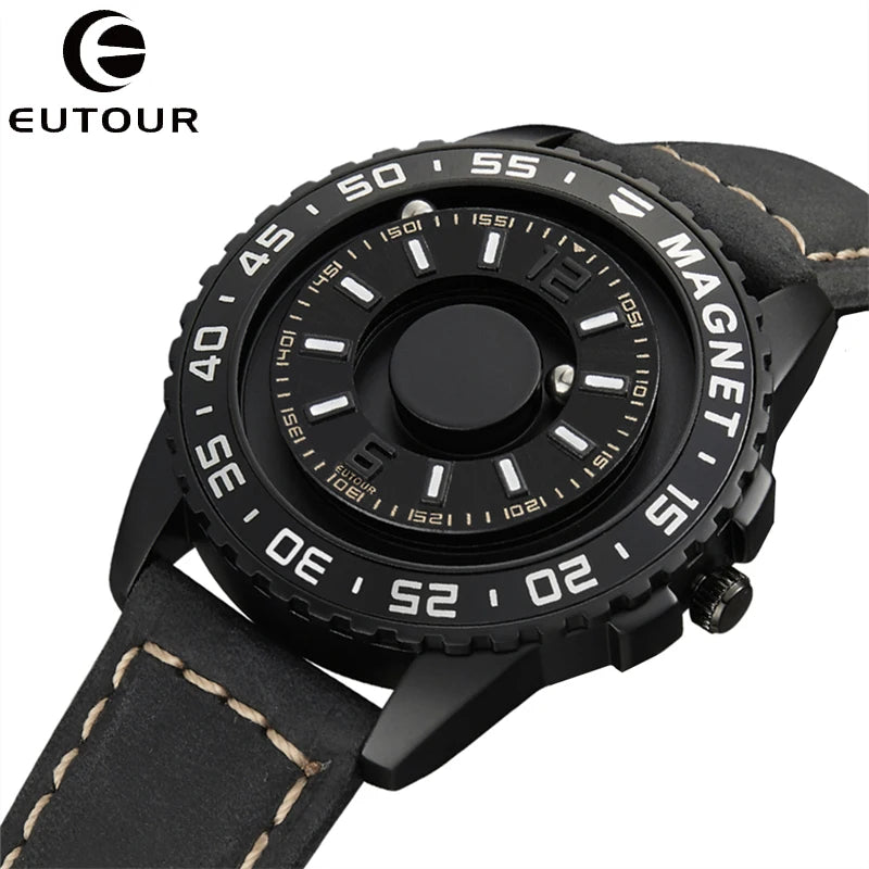 EUTOUR New Innovative Men Watch Black Brown Magnetic Metal Multifunctional Watch Men's Fashion Sports Quartz Watch Men's Watches