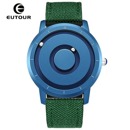 EUTOUR Magnetic Ball Watch – Black & Brown Multifunction – detail view