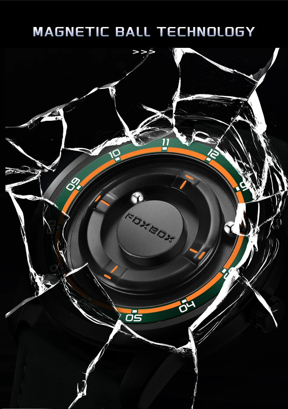 Original FOXBOX Floating Magnetic Ball Mens Watches High Quality Belt Quartz Wristwatch Personalized Fashion Watch for Man Gift