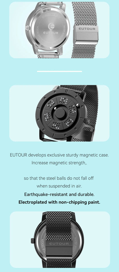 EUTOUR 2025 Magnetic Ball Watch – Unisex Quartz – detail view