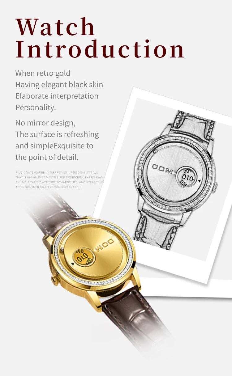 DOM watch simple diamond inlay ins versatile fashion women's waterproof watch