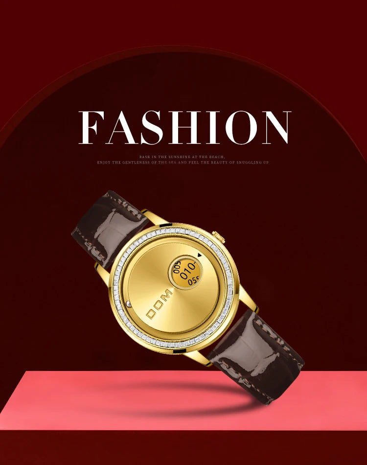 Jam tangan DOM simple diamond ins serbaguna fashion wanita tahan air