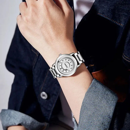 DOM 1769 Magnetic Ball Watch – Heavy Steel Scrolling Beads – on wrist