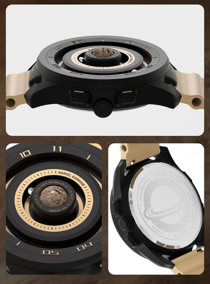 Daniel Gorman DG0525 Planet Magnetic Ball Watch – Brass Case – detail view