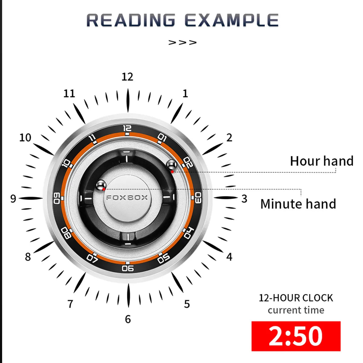 FOXBOX Magnetic Driven Watch – Waterproof Fashion Quartz – detail view