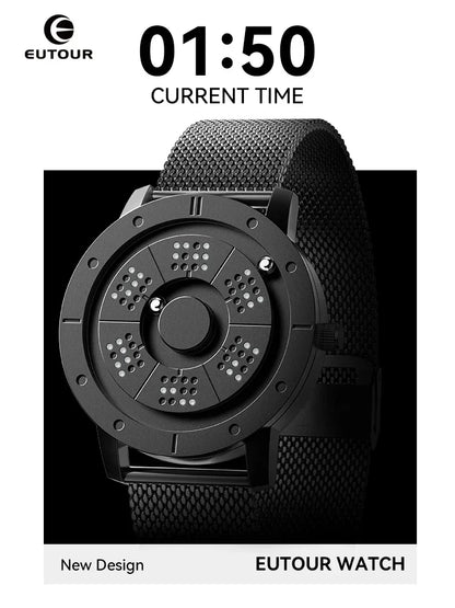 EUTOUR 2025 Magnetic Ball Watch – Unisex Quartz – dial close-up
