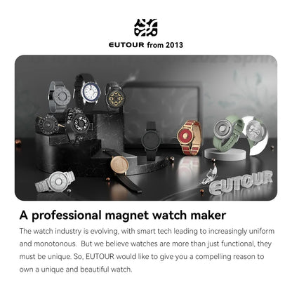 EUTOUR E024 Magnetic Ball Watch – 5 ATM Waterproof – detail view
