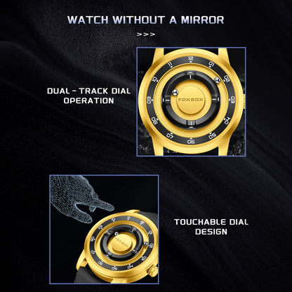 FOXBOX Magnetic Ball Watch – Business Style Steel Dial – detail view