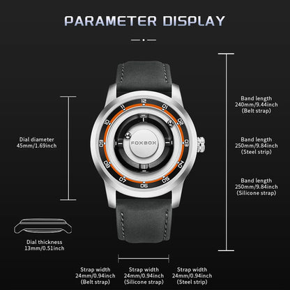FOXBOX Magnetic Driven Watch – Waterproof Fashion Quartz – detail view