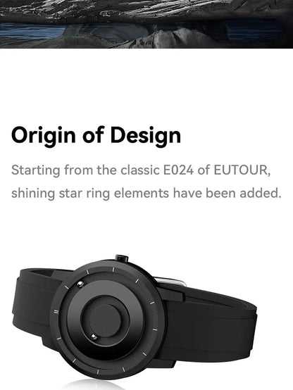EUTOUR E024 Magnetic Ball Watch – 5 ATM Waterproof – detail view