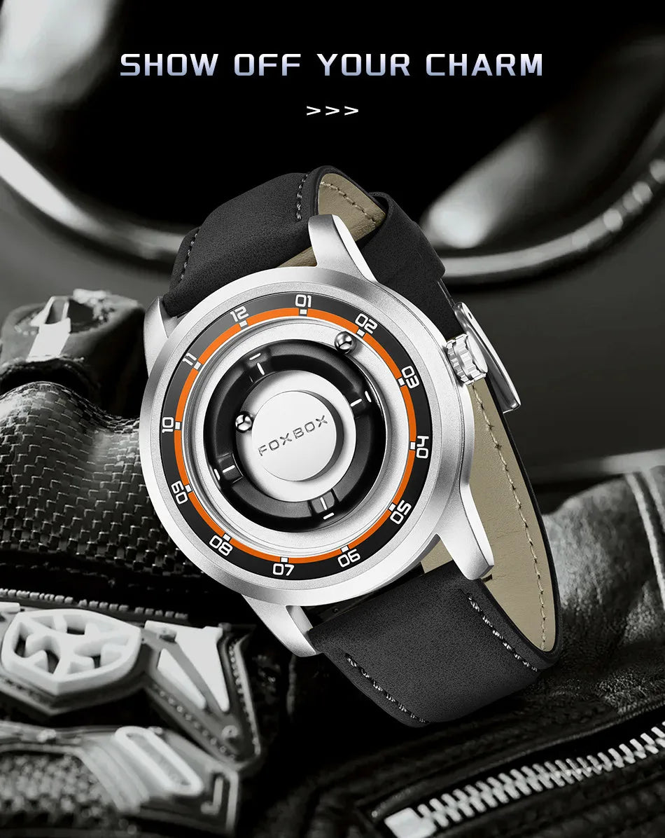 FOXBOX Magnetic Driven Watch – Waterproof Fashion Quartz – detail view