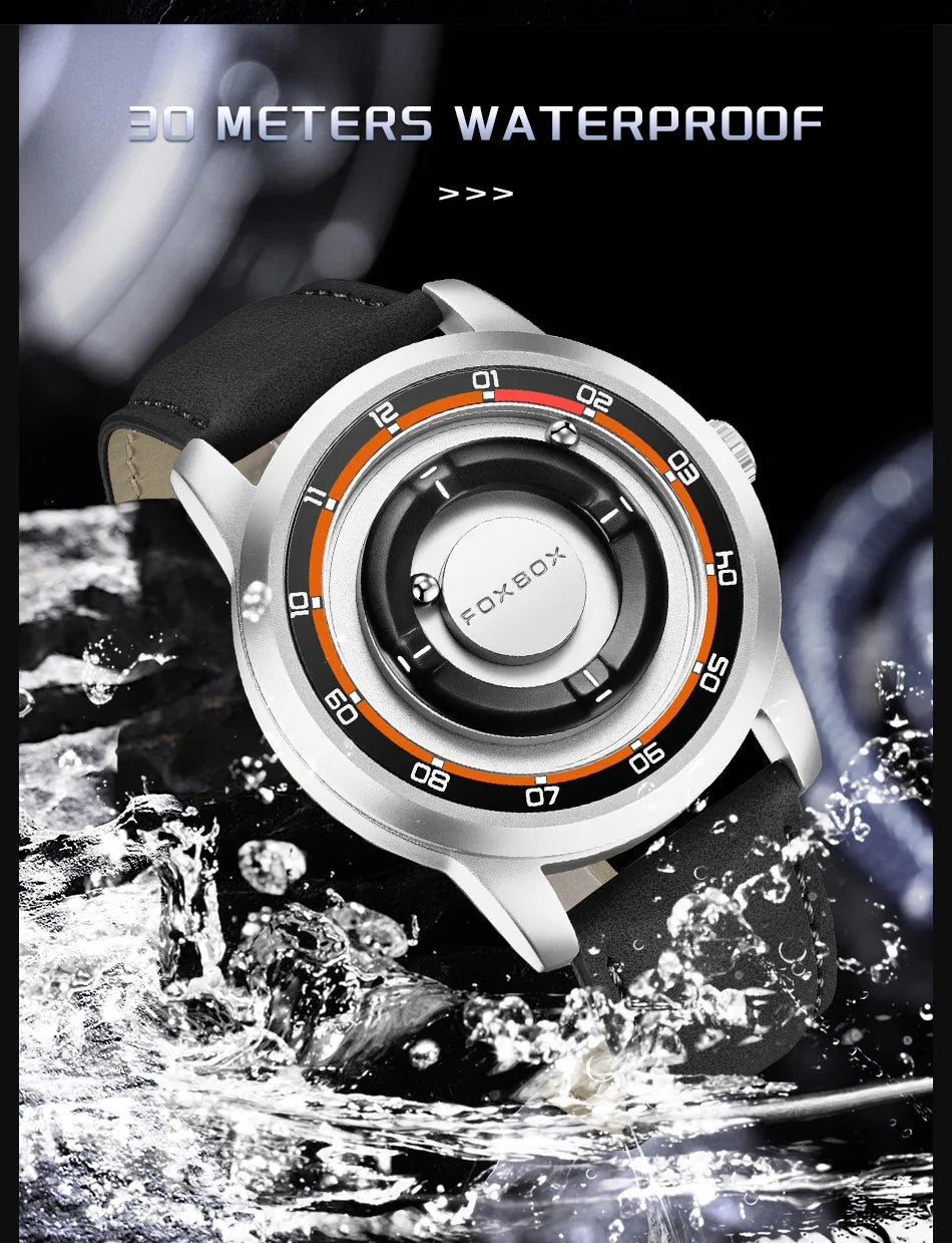 FOXBOX Magnetic Driven Watch – Waterproof Fashion Quartz – detail view