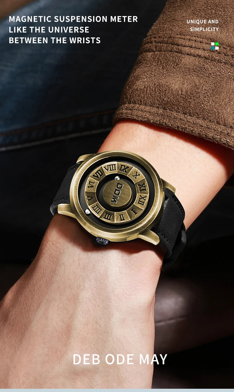 DOM Fashion Cool Magnetic Suspension Watch Men's Black Technology Creative Personality Concept Waterproof Watch