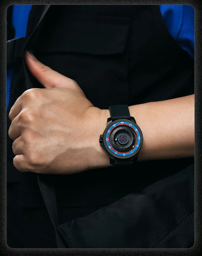 Men's Silicone Band Magnetic Levitation Watch Waterproof Janpanese Movement 3 ATM Hands Watch