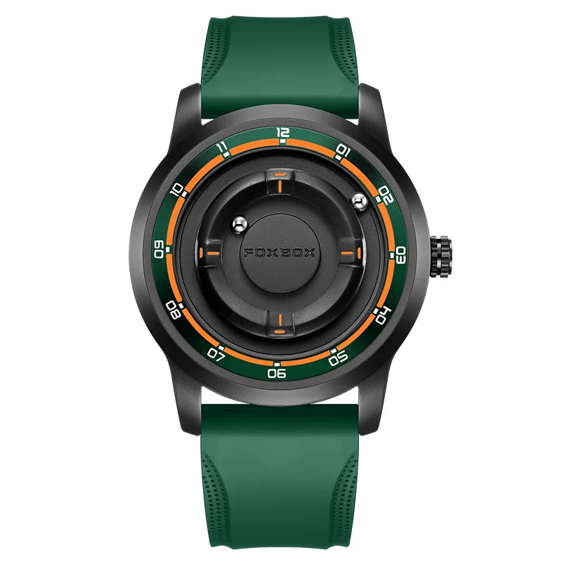 FOXBOX Magnetic Ball Watch – Business Style Steel Dial – detail view
