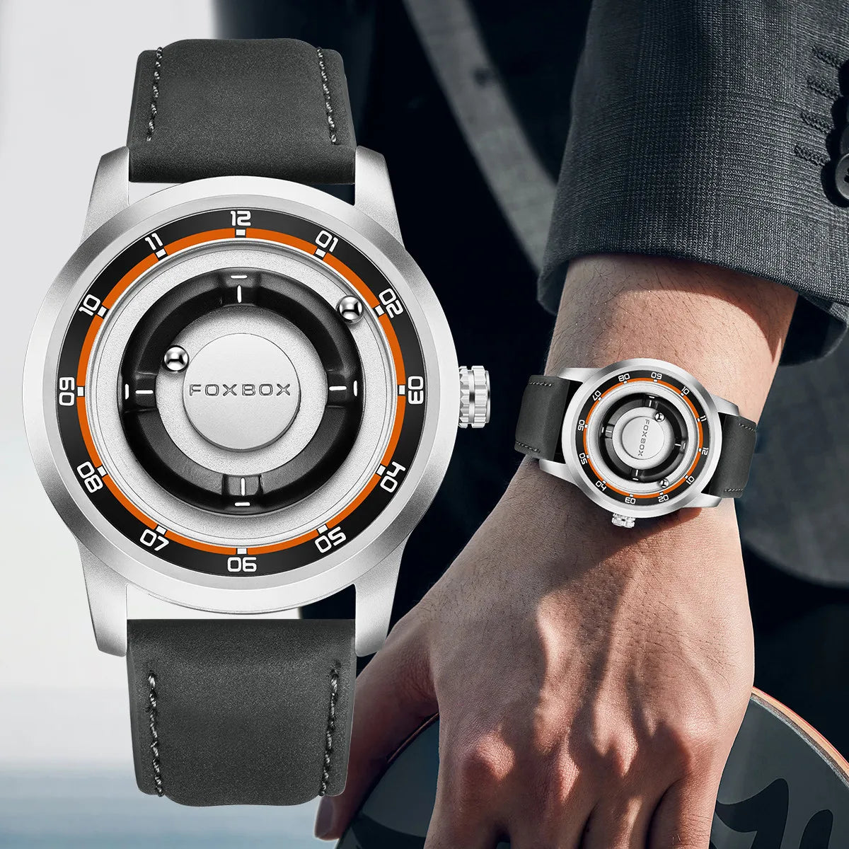 FOXBOX Magnetic Driven Watch – Waterproof Fashion Quartz – side view