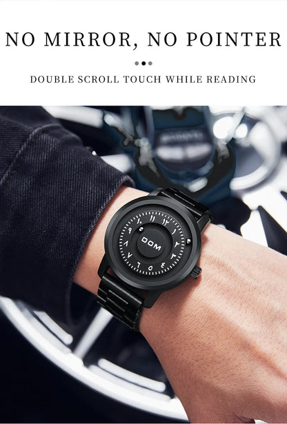 DOM 1769 Magnetic Ball Watch – Heavy Steel Scrolling Beads – detail view