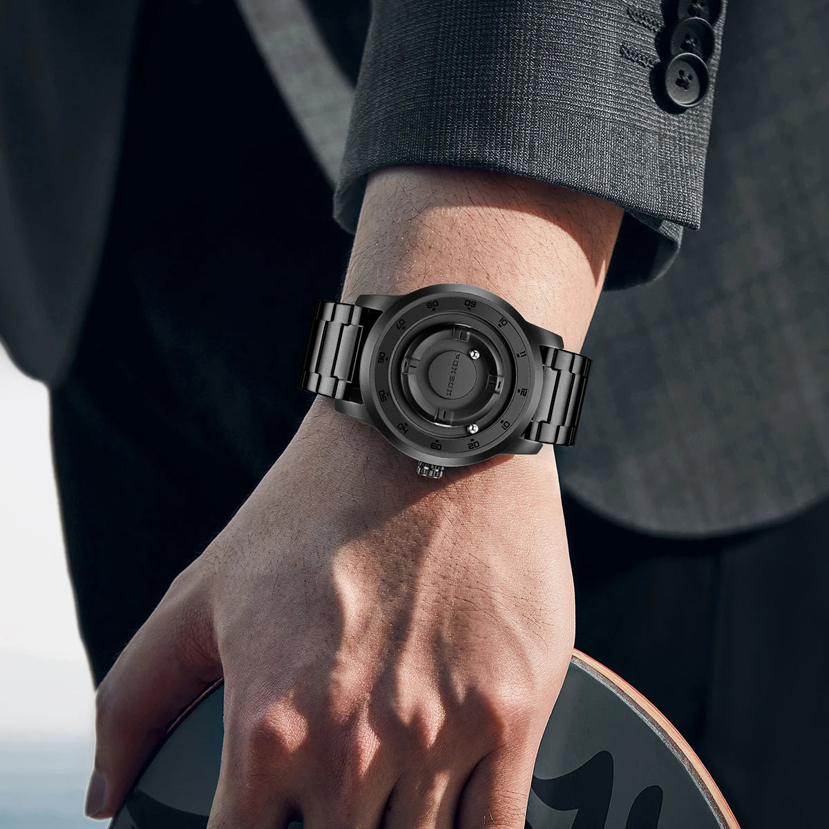 New Original FOXBOX Fashion Mens Watches Top Brand Luxury Magnetic Rolling Ball Pointer Waterproof Watch for Men Montre Homme