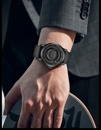 FOXBOX Magnetic Ball Watch – Business Style Steel Dial – detail view