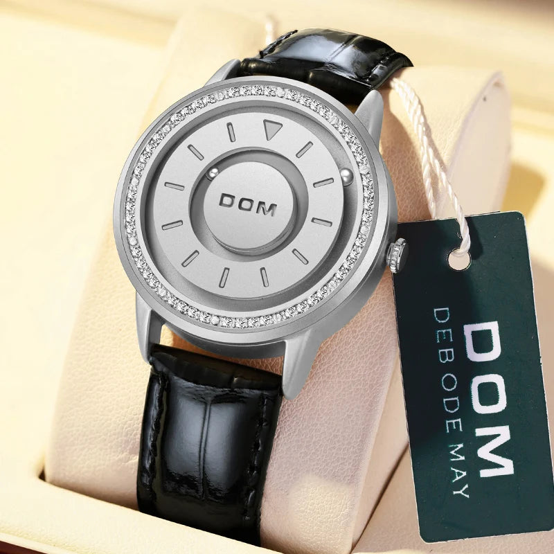 DOM simple, trendy, atmospheric, diamond studded ins versatile and fashionable women's waterproof watch personality