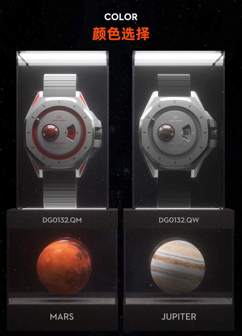 DG0132 Men's Unique Magnetic Gravity Quartz Watch Minimalist Fashion Steel Ball Wristwatch with Creative Dial Gift