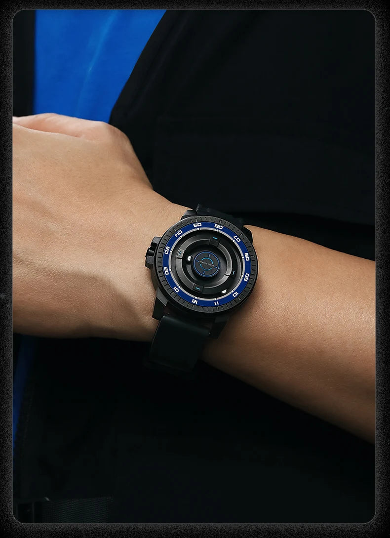 Men's Silicone Band Magnetic Levitation Watch Waterproof Janpanese Movement 3 ATM Hands Watch