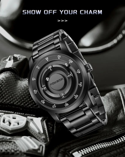 FOXBOX Planet Magnetic Ball Watch – Orbiting Ball Dial – detail view