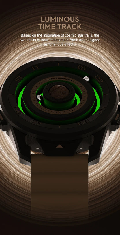 Daniel Gorman DG0525 Planet Magnetic Ball Watch – Brass Case – detail view