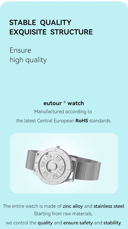 EUTOUR 2025 Magnetic Ball Watch – Unisex Quartz – detail view
