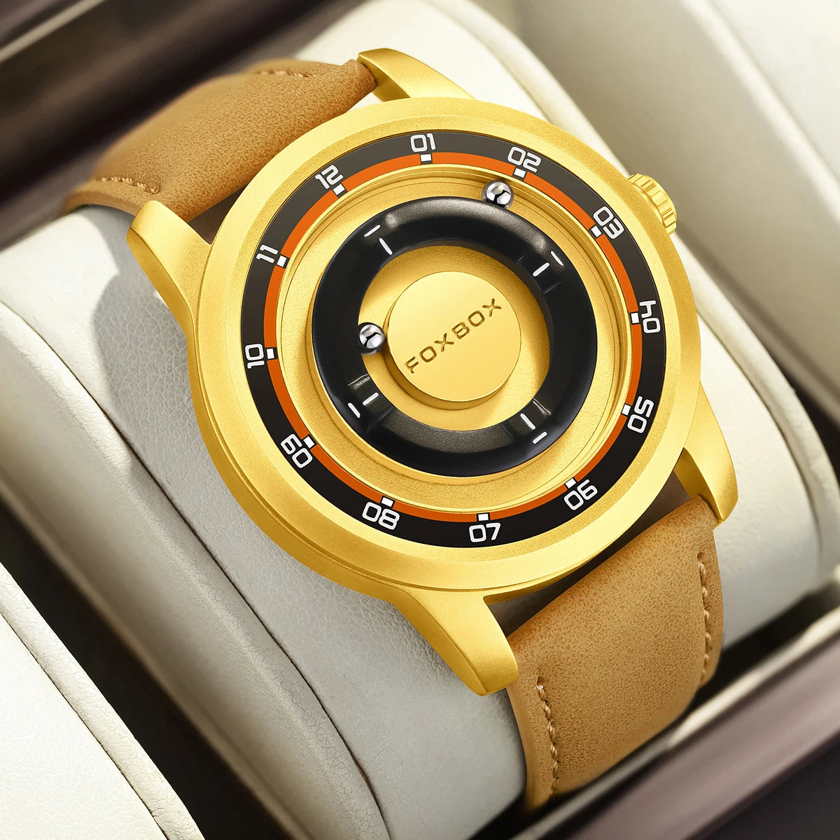 FOXBOX Floating Magnetic Ball Watch – Creative Free-Ball Display – front view