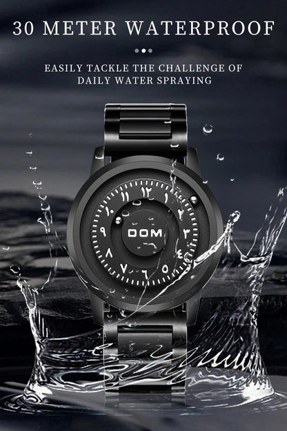DOM 1769 Magnetic Ball Watch – Heavy Steel Scrolling Beads – detail view