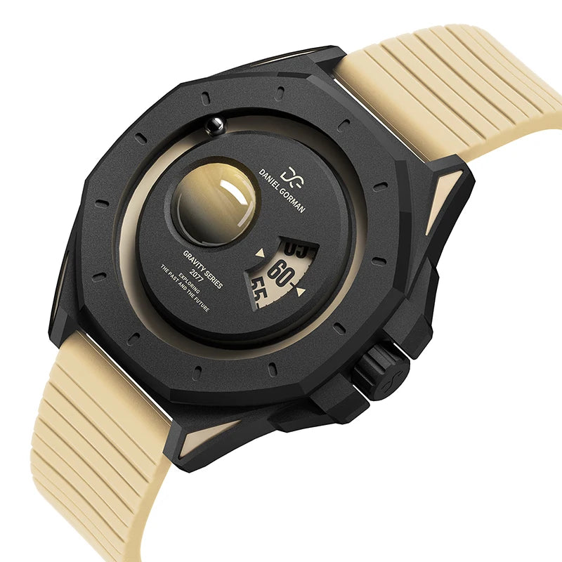 DG0132 Men's Unique Magnetic Gravity Quartz Watch Minimalist Fashion Steel Ball Wristwatch with Creative Dial Gift